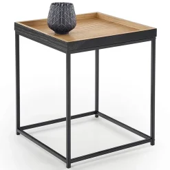 Tavolino da salotto moderno 42x42cm rovere naturale nero Fatima