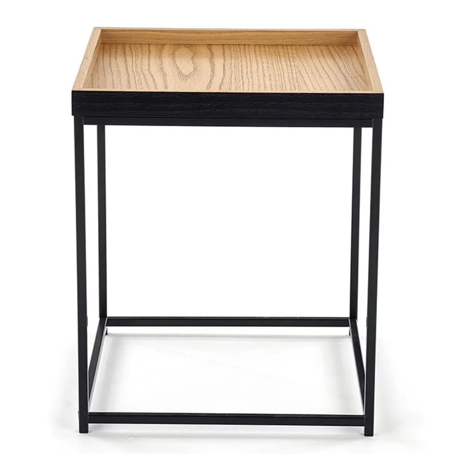 Tavolino da salotto moderno 42x42cm rovere naturale nero Fatima