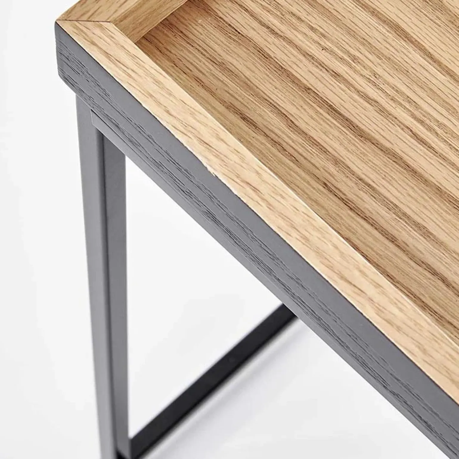 Tavolino da salotto moderno 42x42cm rovere naturale nero Fatima