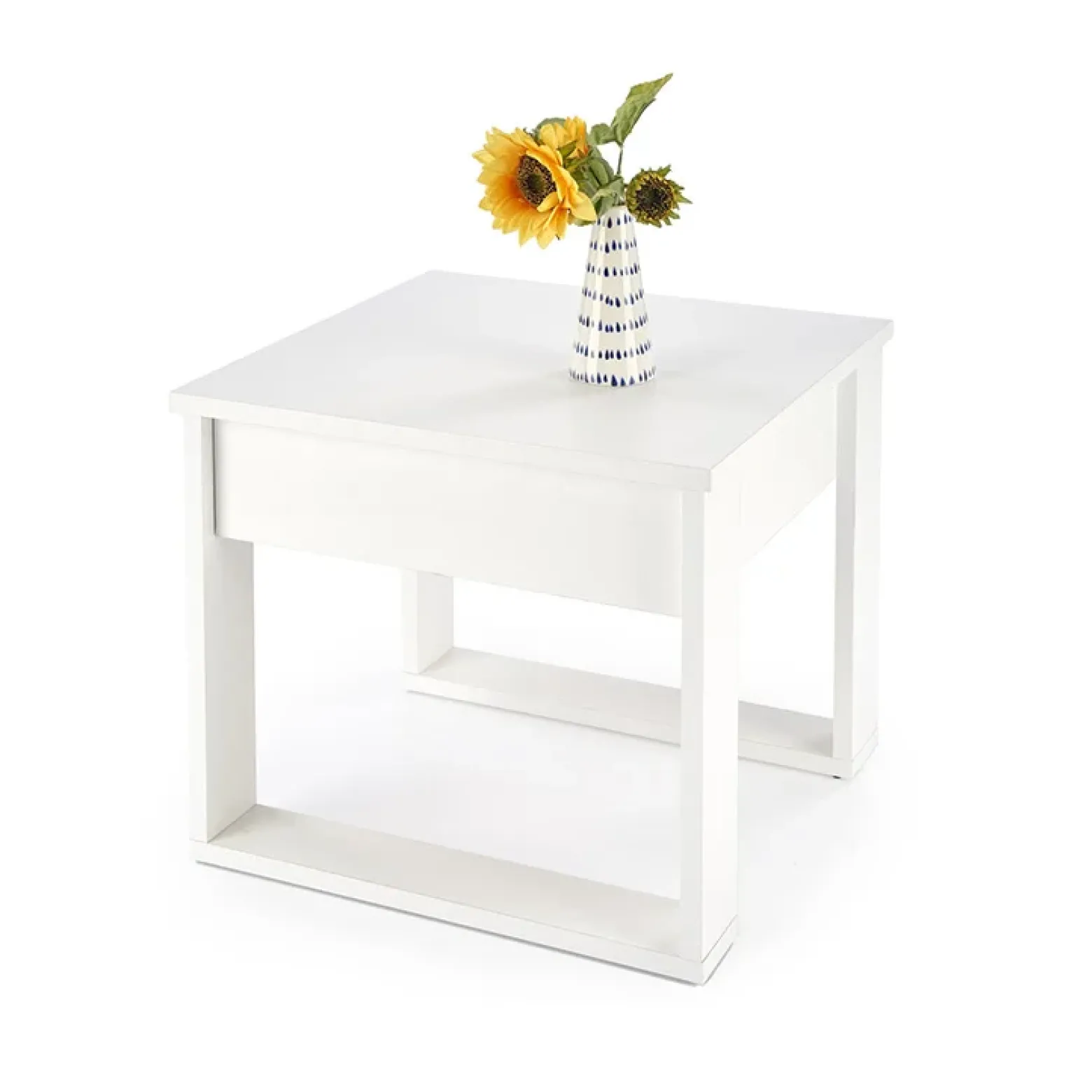 Tavolino da salotto moderno 60x52cm bianco Libano