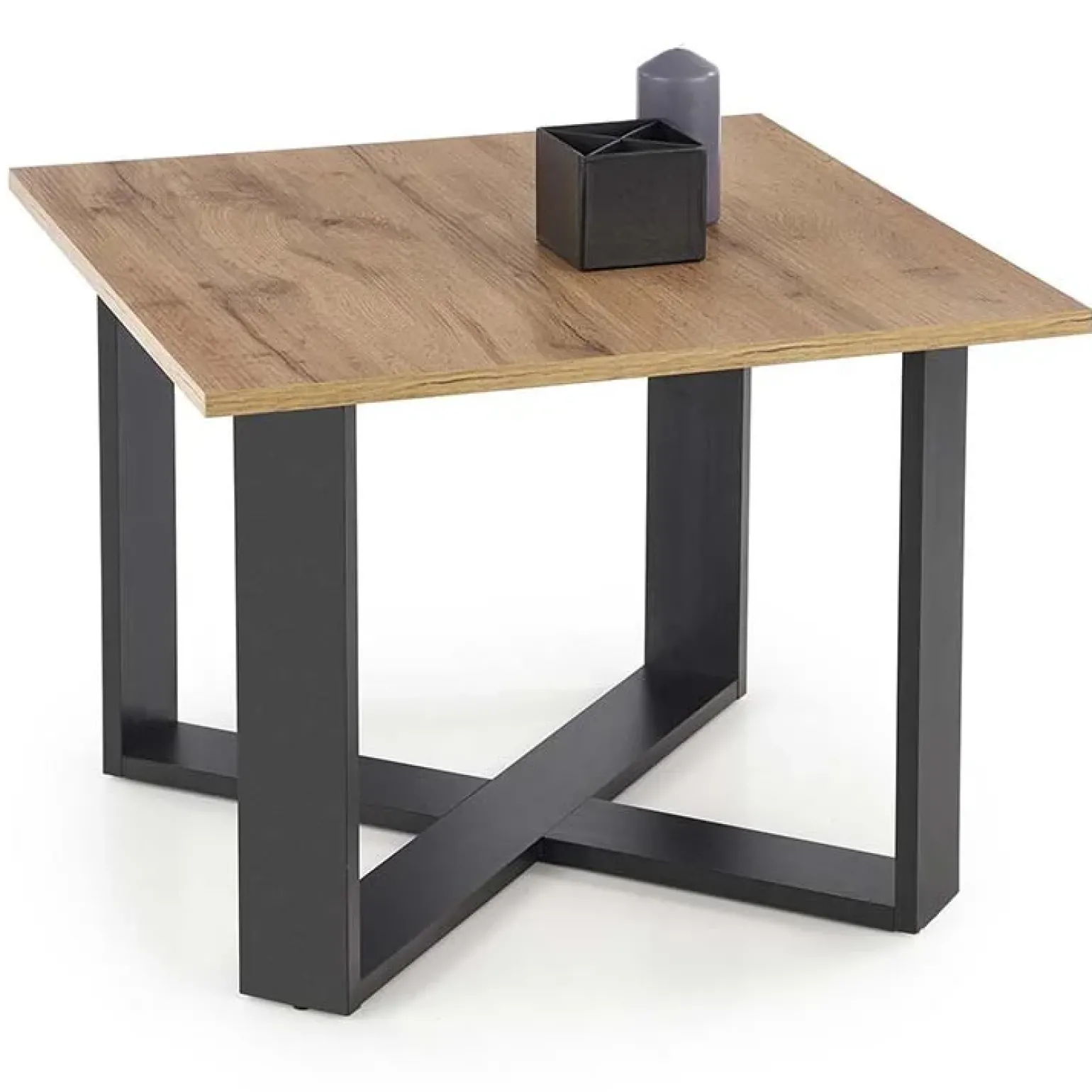 Tavolino da salotto moderno design 67x67cm rovere nodato nero Kobe