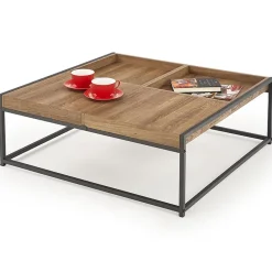 Tavolino da salotto rettangolare moderno 84x80cm noce nero Yala