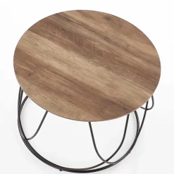 Tavolino da salotto rotondo moderno design 60x60cm noce nero Silver