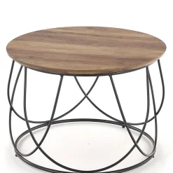 Tavolino da salotto rotondo moderno design 60x60cm noce nero Silver