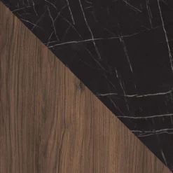 Tavolino da salotto 97x60 cm 2 vani a giorno piano effetto marmo nero noce Caliva