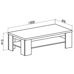 Tavolino da salotto 130x67cm 1 ripiano moderno bianco frassinato rovere Islen