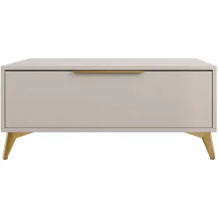 Tavolino da salotto 104x45cm 2 cassetti a frontale unico beige Miriam