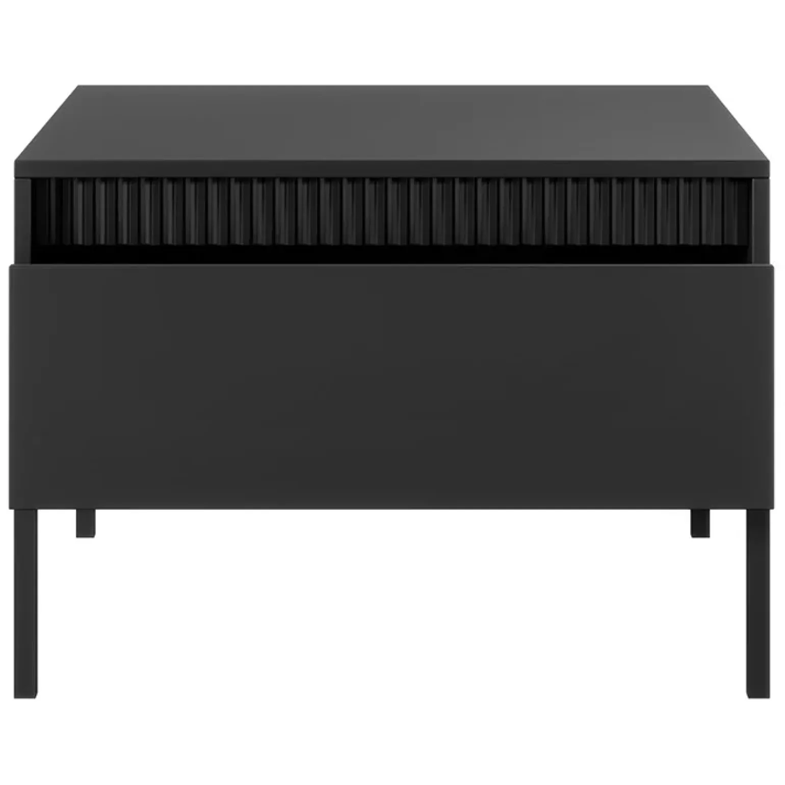 Tavolino da salotto 68x49cm 1 cassetto nero opaco cannettato Ciar