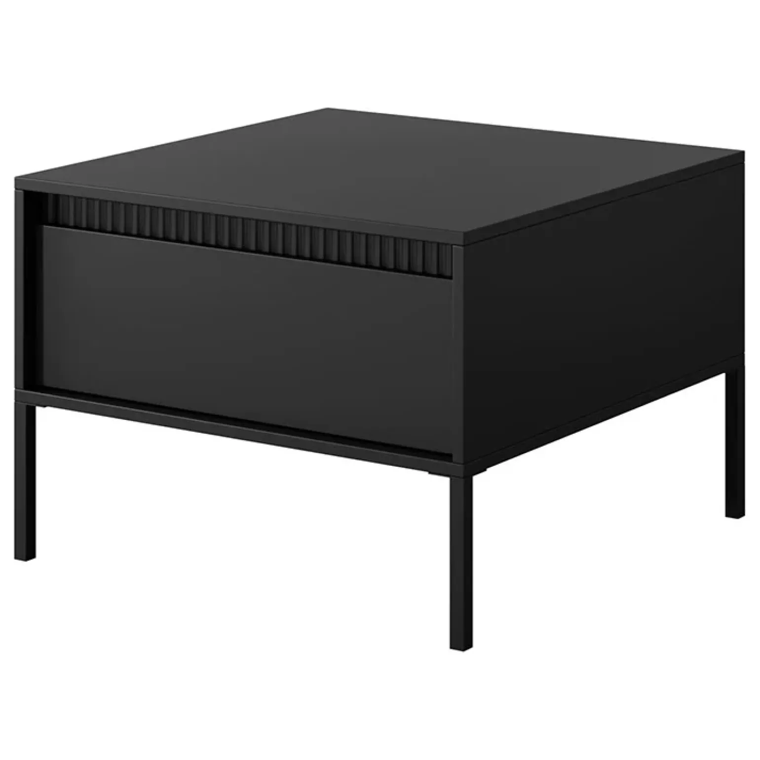 Tavolino da salotto 68x49cm 1 cassetto nero opaco cannettato Ciar