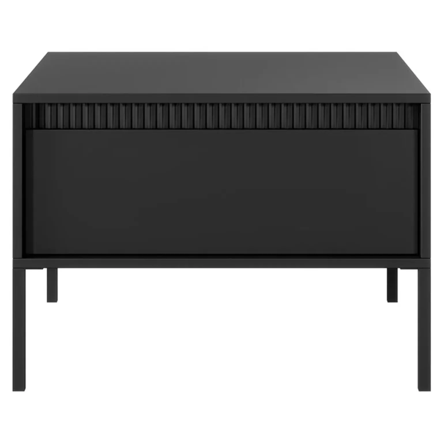 Tavolino da salotto 68x49cm 1 cassetto nero opaco cannettato Ciar