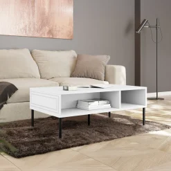 Tavolino da salotto 110x40cm 2 vani bianco opaco Stark