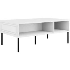 Tavolino da salotto 110x40cm 2 vani bianco opaco Stark