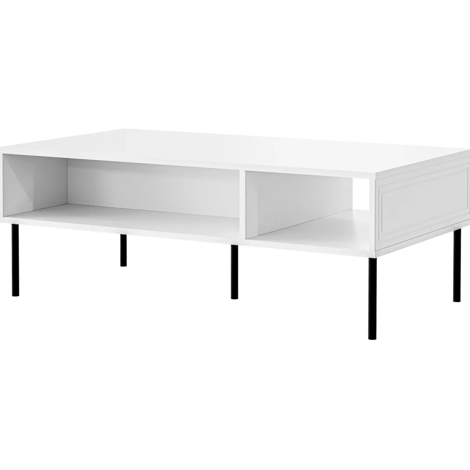 Tavolino da salotto 110x40cm 2 vani bianco opaco Stark