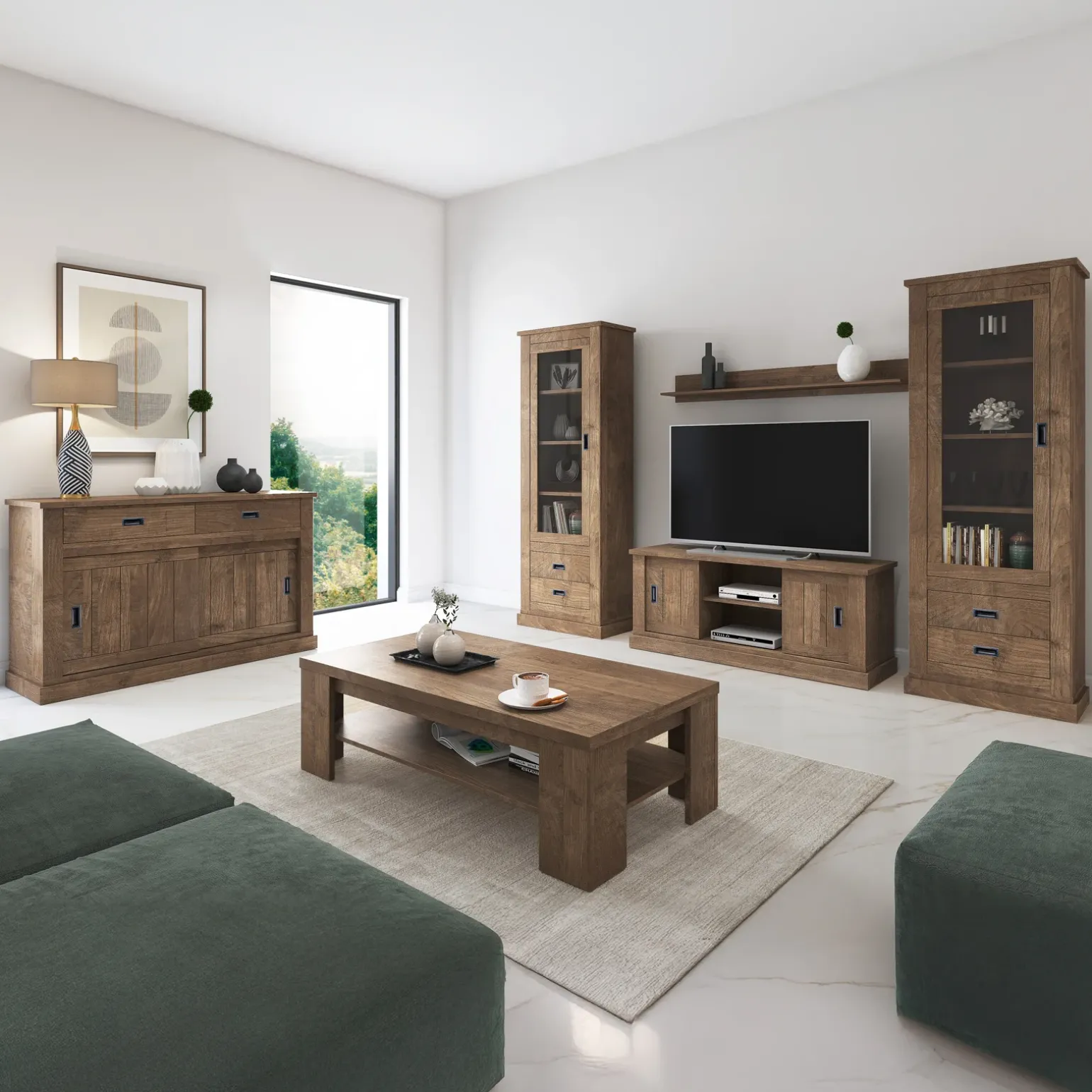 Tavolino da salotto 130x67cm 1 ripiano moderno noce Islen