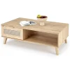 Tavolino da salotto 120x41cm 1 cassetto 1 vano a giorno moderno rovere Sombra