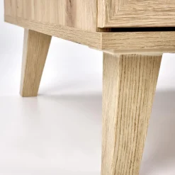 Tavolino da salotto 120x41cm 1 cassetto 1 vano a giorno moderno rovere Sombra