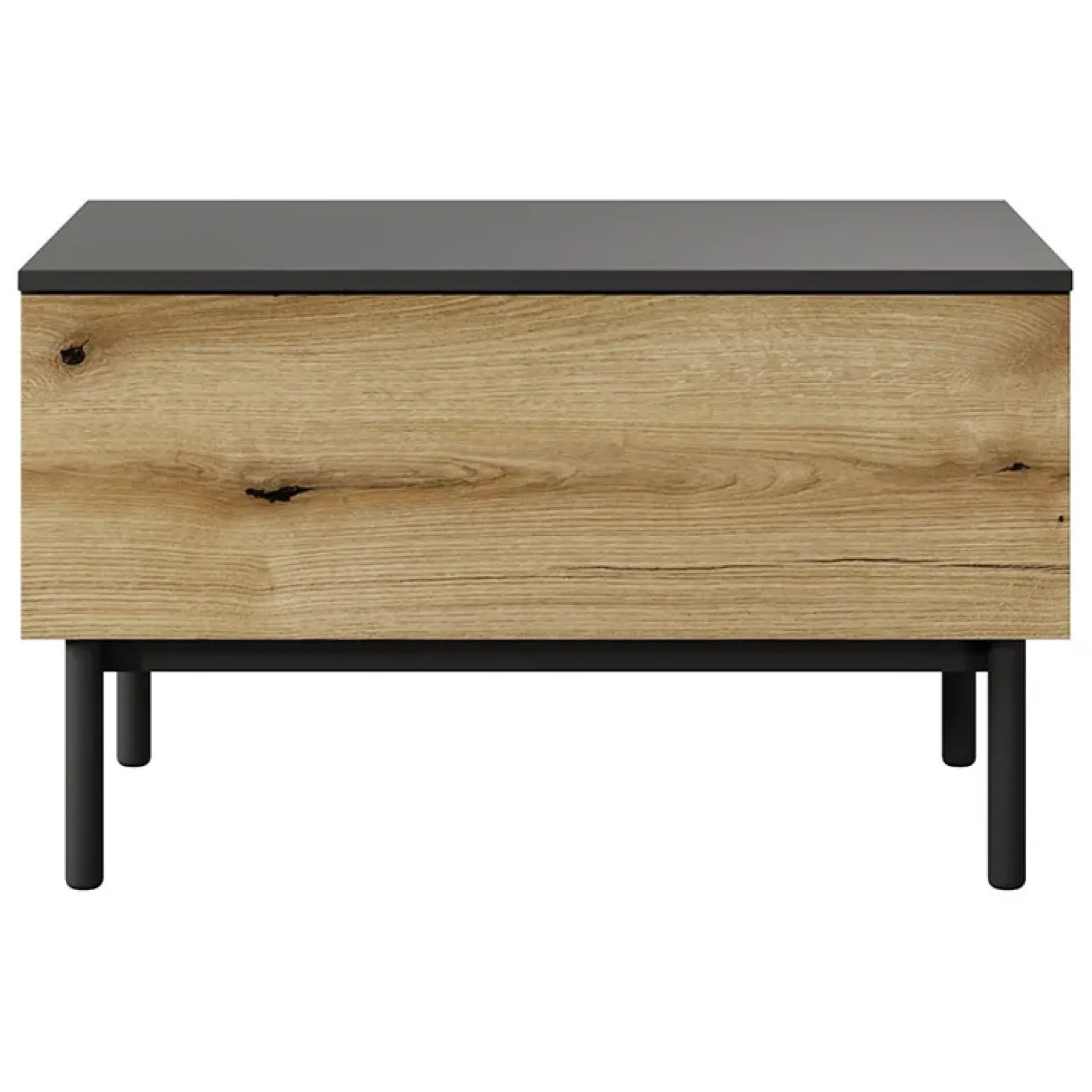Tavolino da salotto 80x49cm 1 cassetto nero opaco rovere Amel