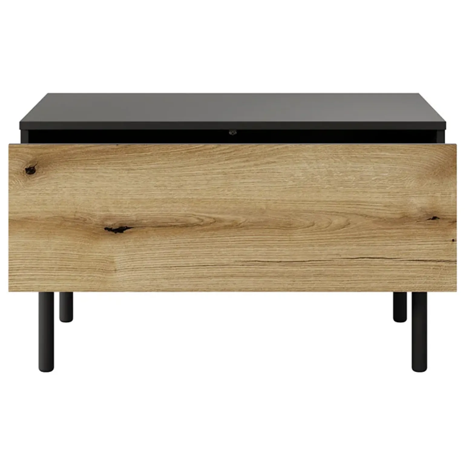 Tavolino da salotto 80x49cm 1 cassetto nero opaco rovere Amel