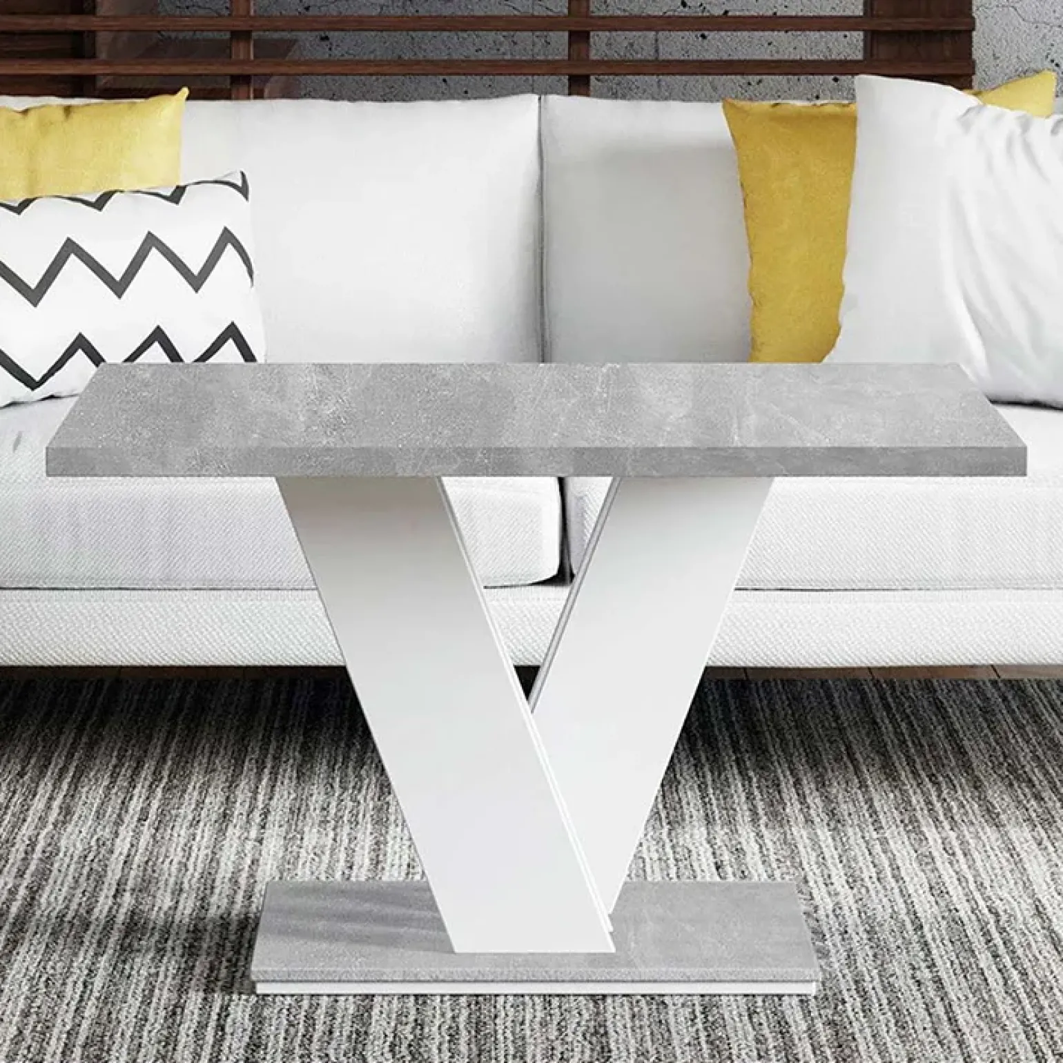 Tavolino da salotto 100x70cm bianco effetto marmo Amilia