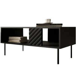 Tavolino da salotto 100x64cm con frontali decorati nero Daniele