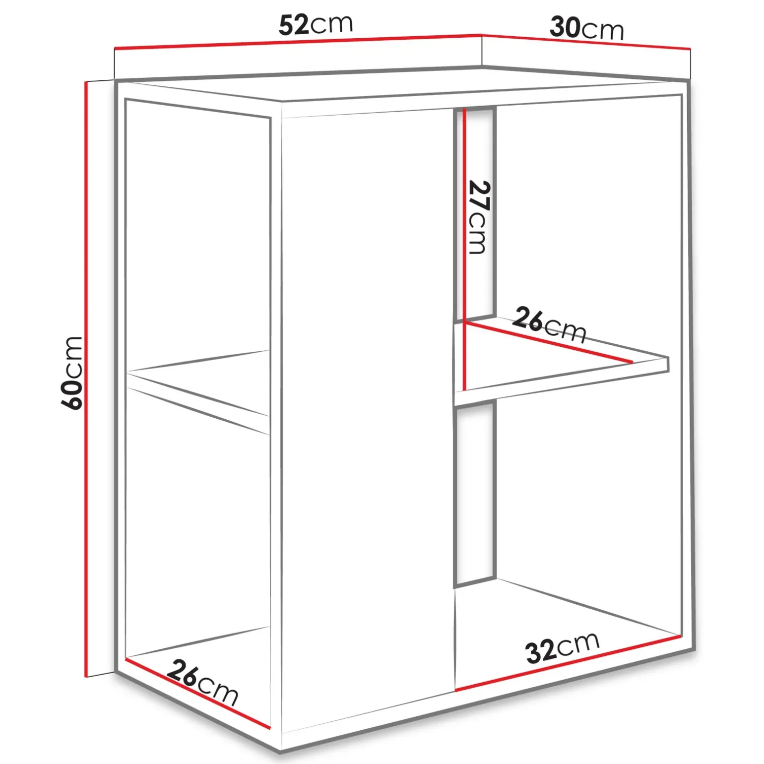 Tavolino da salotto 52x30cm con libreria bianco Enea