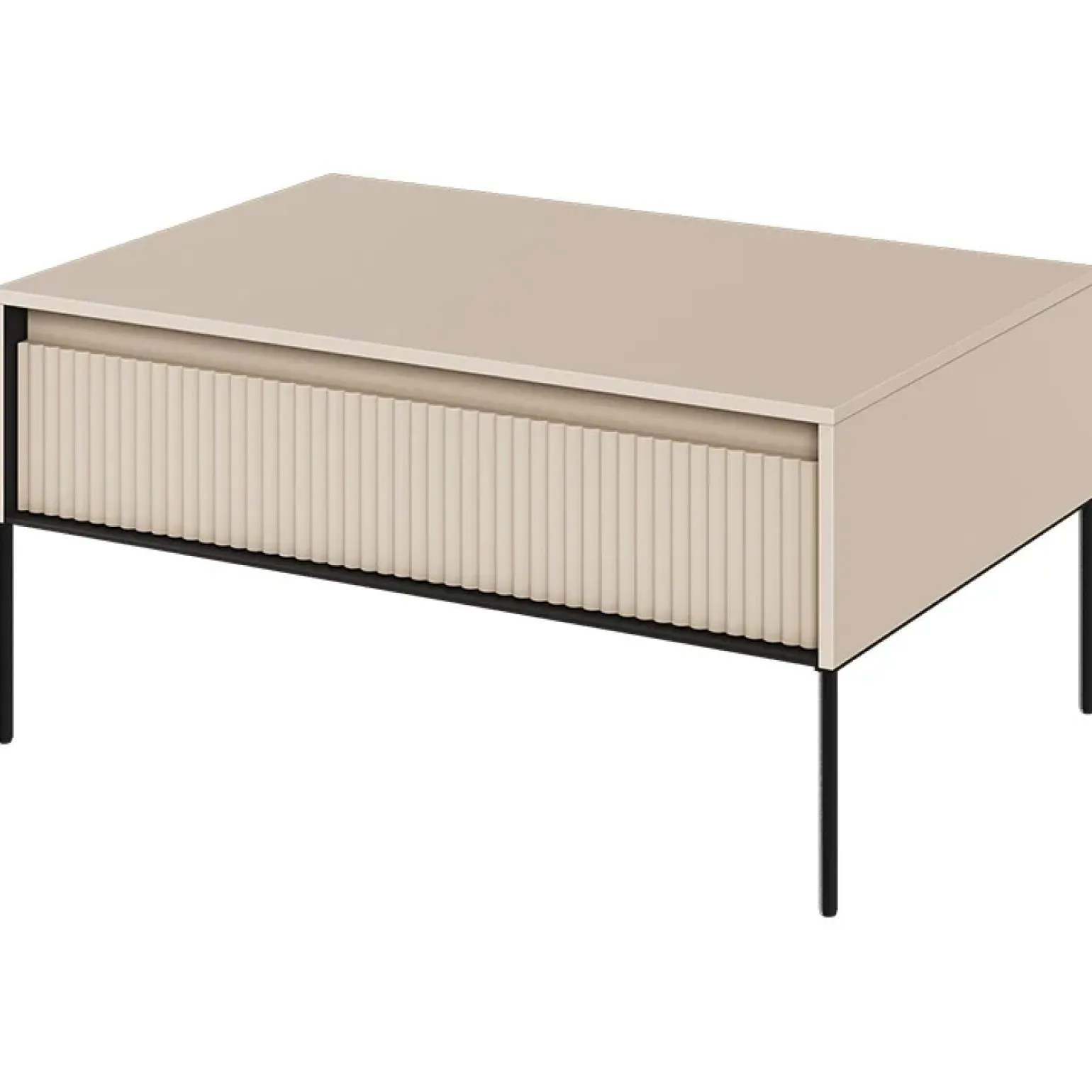 Tavolino da salotto 100x50cm cannettato beige nero Camelia
