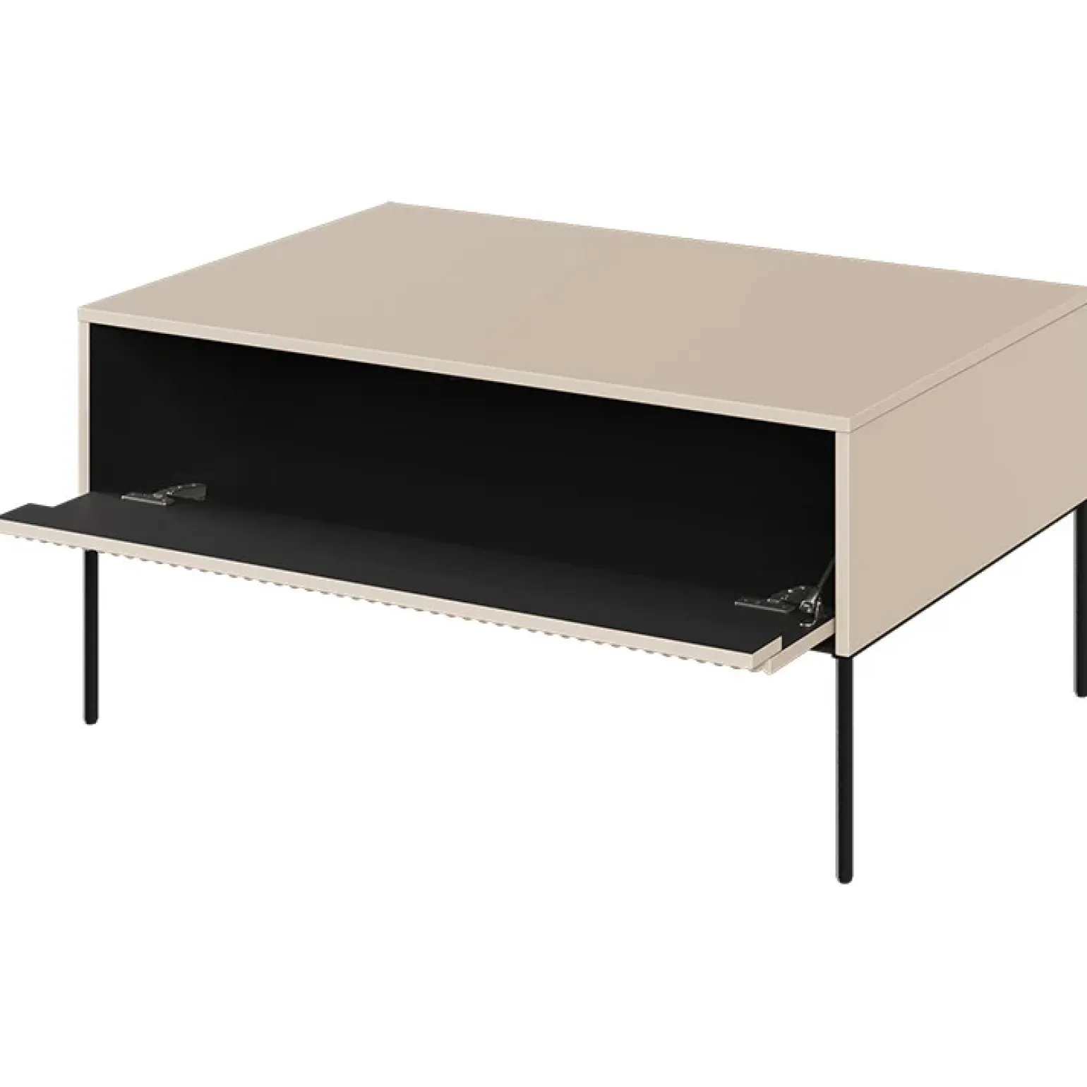 Tavolino da salotto 100x50cm cannettato beige nero Camelia