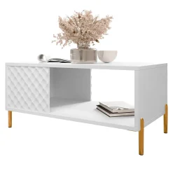 Tavolino da salotto 92x43cm con frontali decorati bianco Amsterdam
