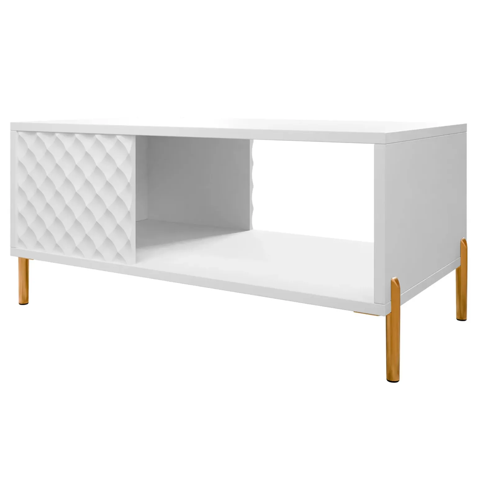 Tavolino da salotto 92x43cm con frontali decorati bianco Amsterdam