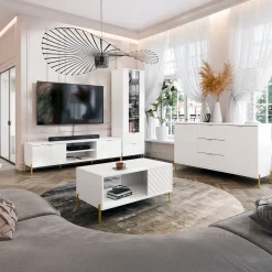 Tavolino da salotto 92x43cm con frontali decorati bianco Amsterdam