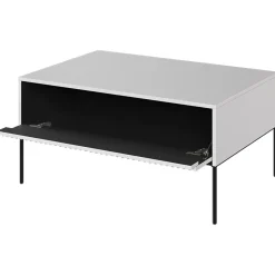 Tavolino da salotto 100x50cm cannettato bianco opaco nero Camelia