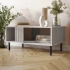 Tavolino da salotto 92x44cm con frontali cannettati beige Ziggy