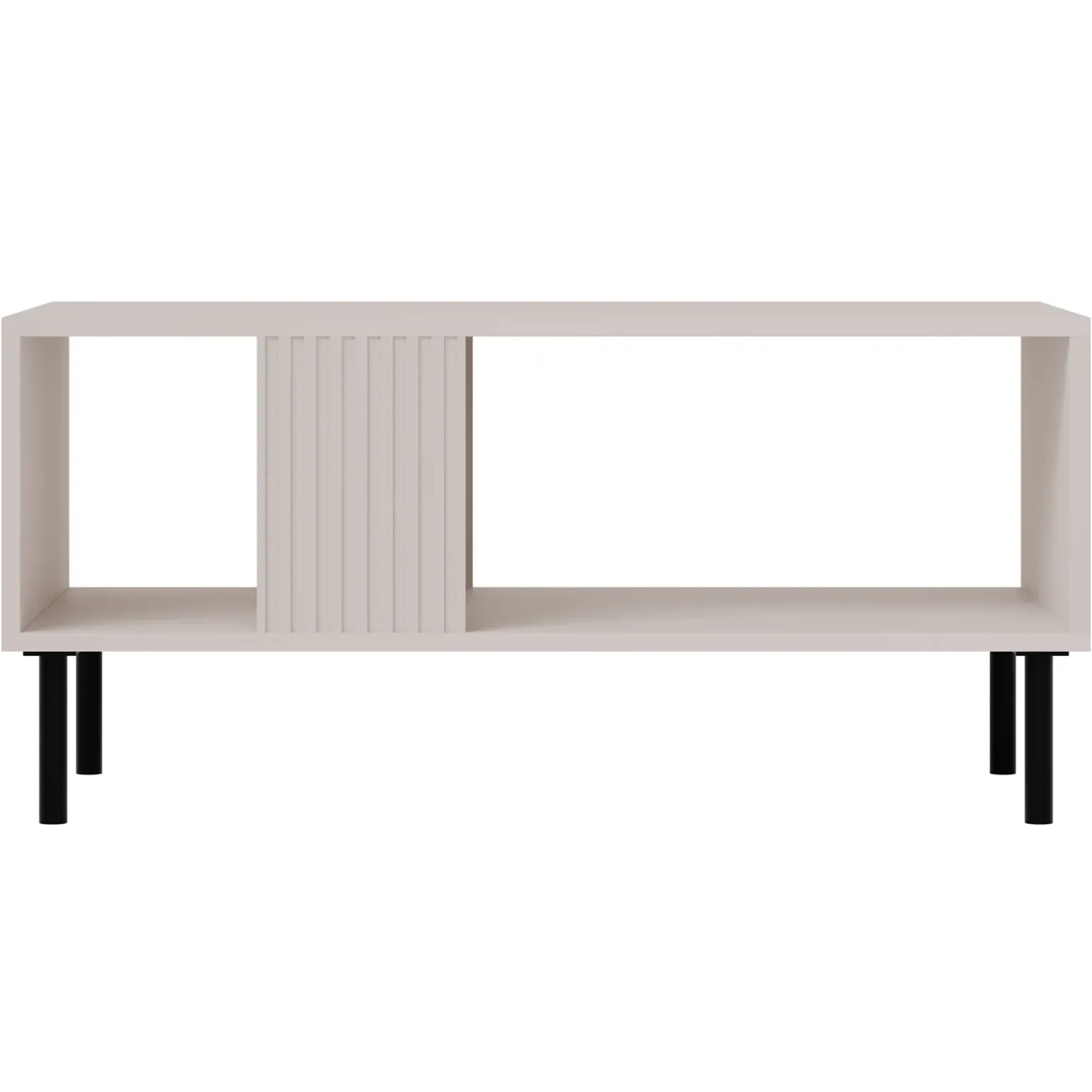 Tavolino da salotto 92x44cm con frontali cannettati beige Ziggy