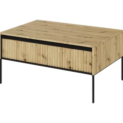 Tavolino da salotto 100x50cm cannettato rovere rustico nero Camelia