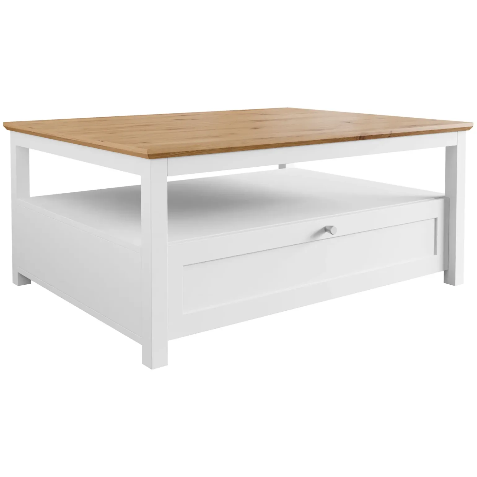 Tavolino da salotto 104x80cm con cassetto bianco rovere Relaxio