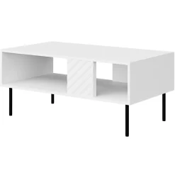Tavolino da salotto 100x64cm con frontali decorati bianco Daniele