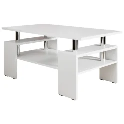 Tavolino da salotto 110x60cm design moderno bianco Thalena