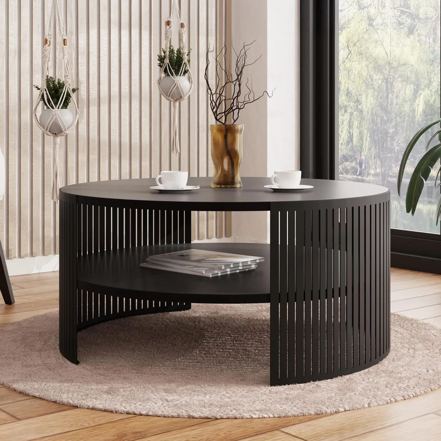 Tavolino da salotto 75x75cm design moderno nero Elisera