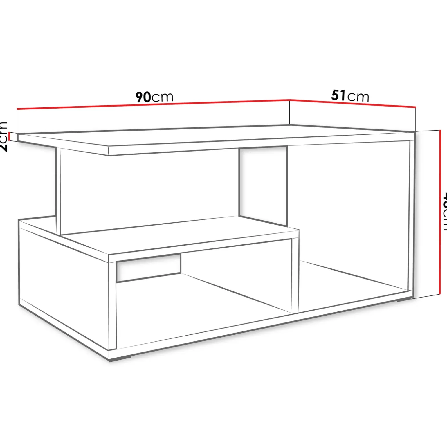 Tavolino da salotto 90x51cm design moderno bianco Miralys