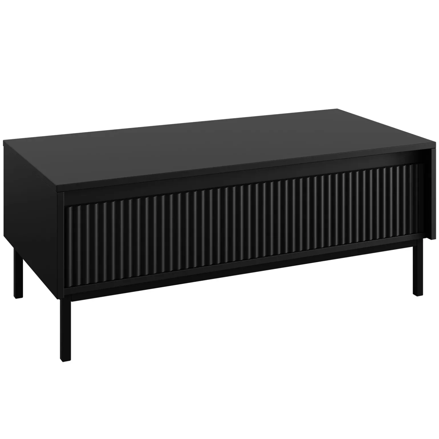 Tavolino da salotto 100x50cm design cannettato nero Strike