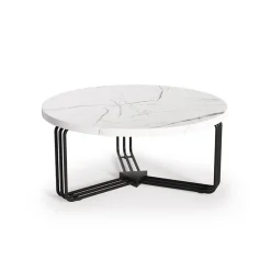 Tavolino da salotto 80x36cm effetto marmo bianco nero Elan