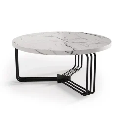 Tavolino da salotto 80x36cm effetto marmo bianco nero Elan