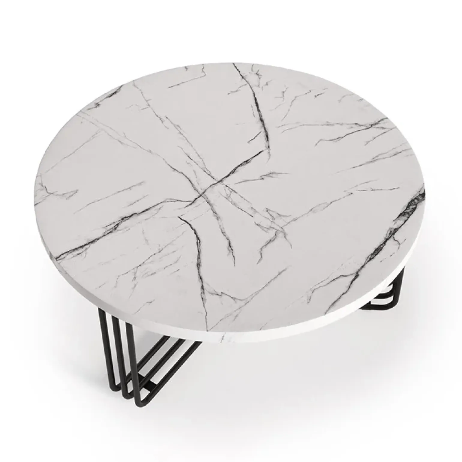 Tavolino da salotto 80x36cm effetto marmo bianco nero Elan