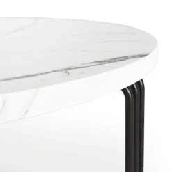 Tavolino da salotto 80x36cm effetto marmo bianco nero Elan