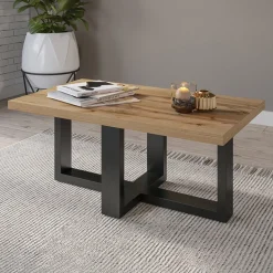 Tavolino da salotto 102x60cm industrial rovere nero opaco Lines