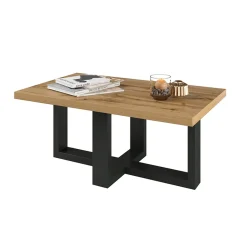 Tavolino da salotto 102x60cm industrial  rovere nero opaco Lines