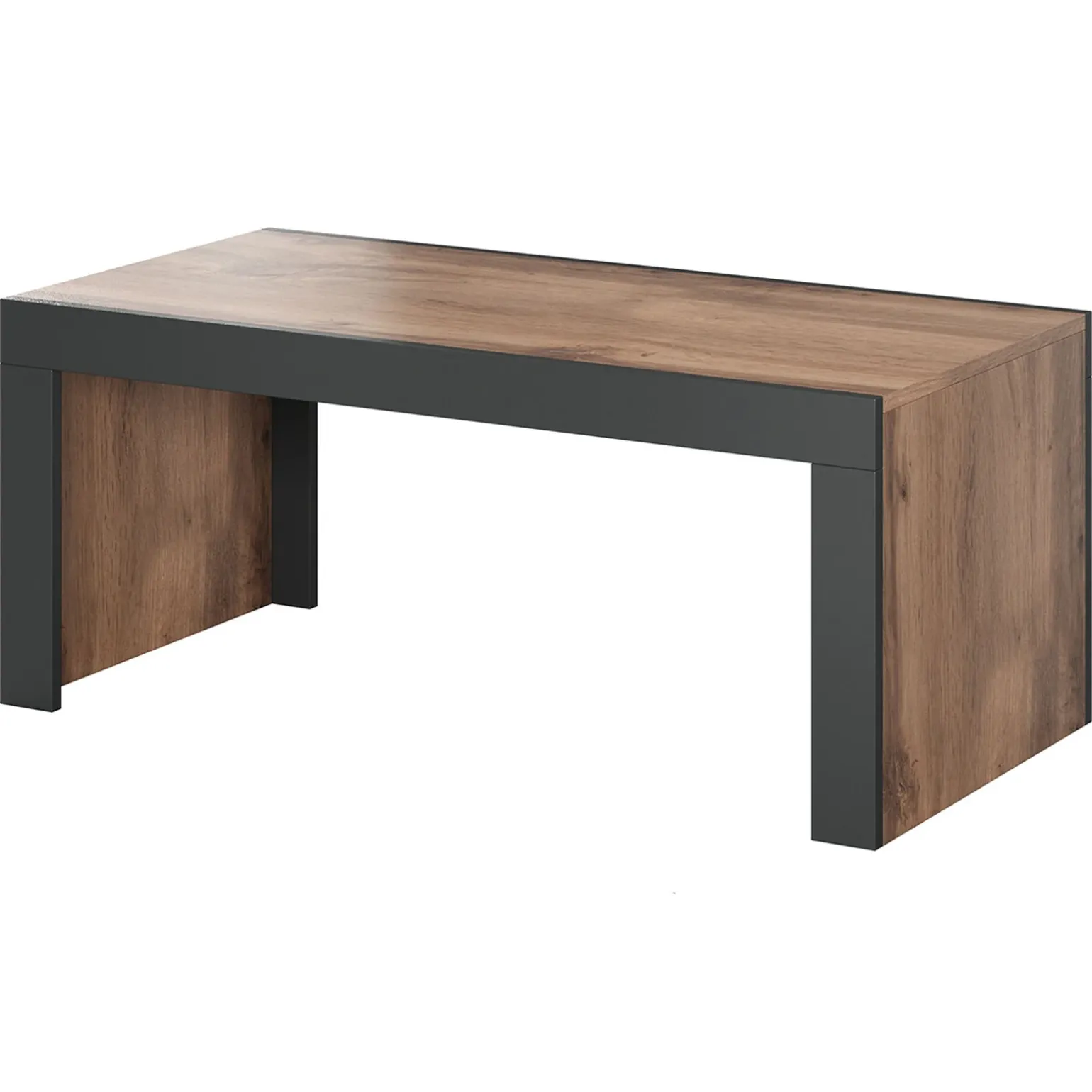 Tavolino da salotto 120x60cm moderno rovere rustico antracite Calyssa