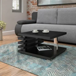 Tavolino da salotto 60x60cm moderno nero opaco Zaphira
