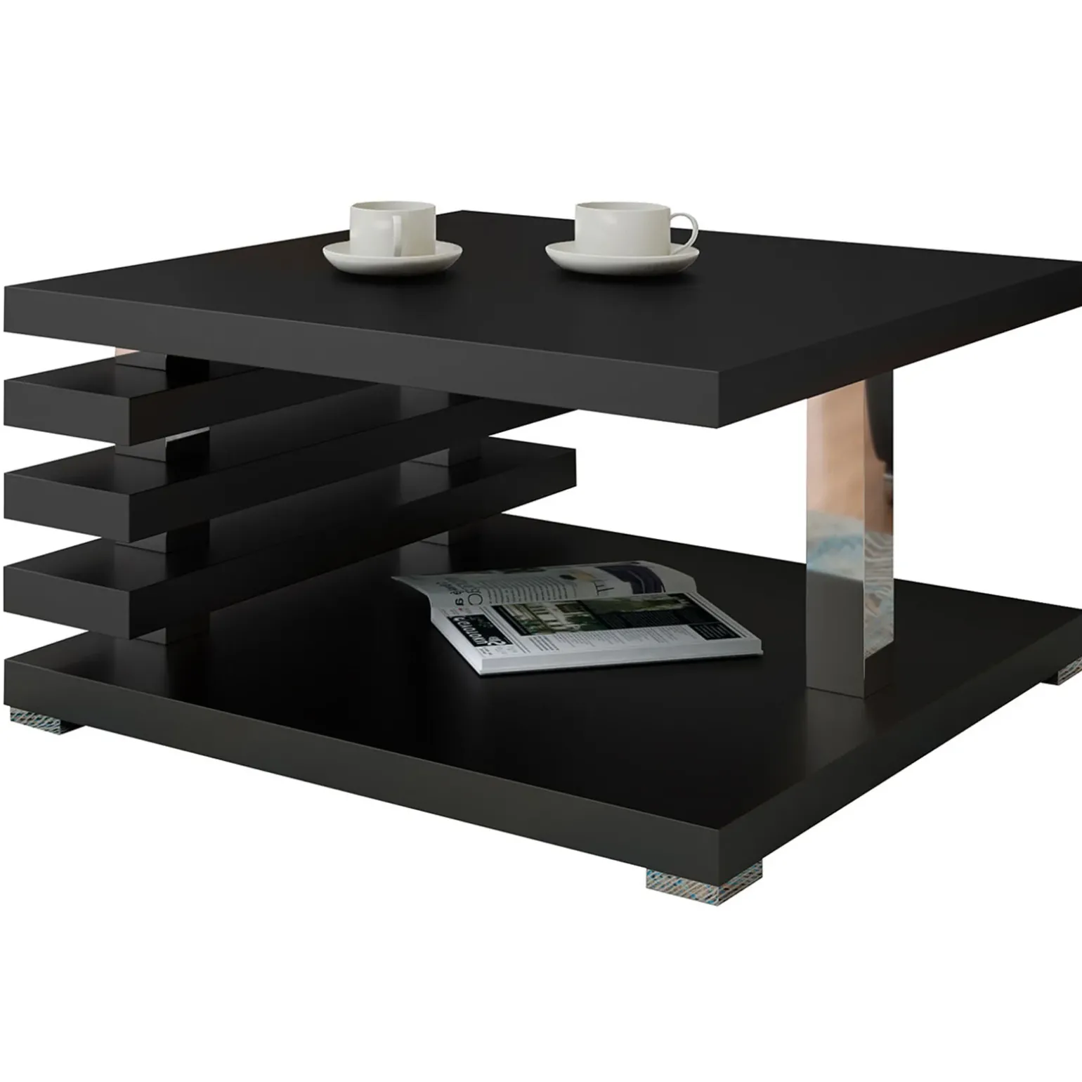 Tavolino da salotto 60x60cm moderno nero opaco Zaphira