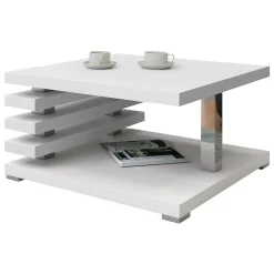 Tavolino da salotto 60x60cm moderno bianco opaco Zaphira